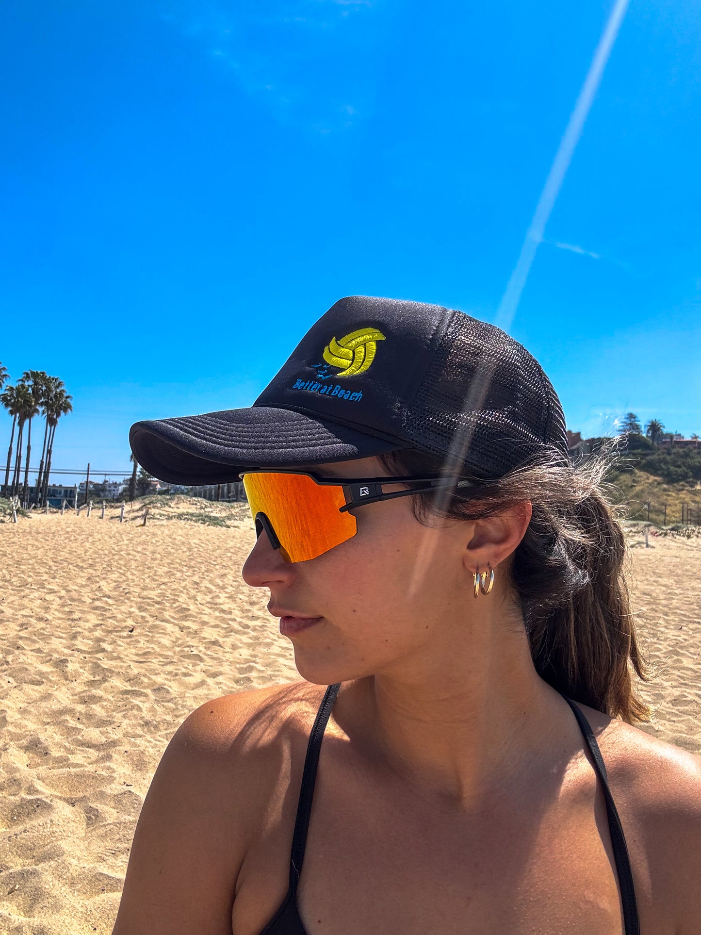 Better at Beach Embroidered Black Foam Front Hat
