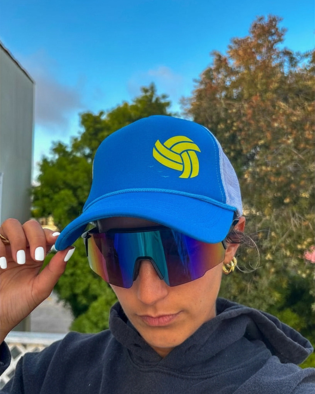 Better at Beach Blue Trucker Hat with Logo