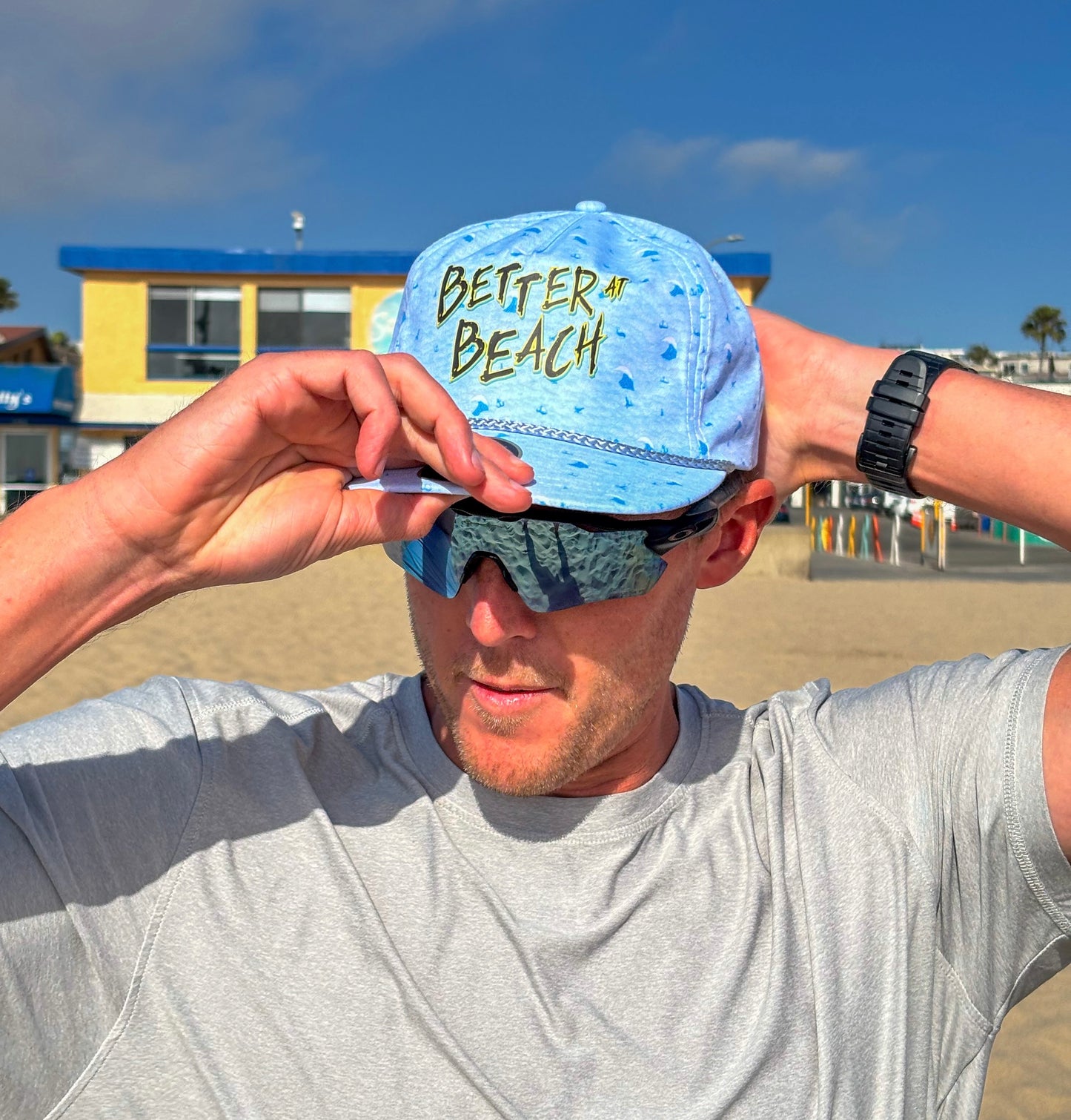 "Aloha" Blue Waves Graffiti Cap