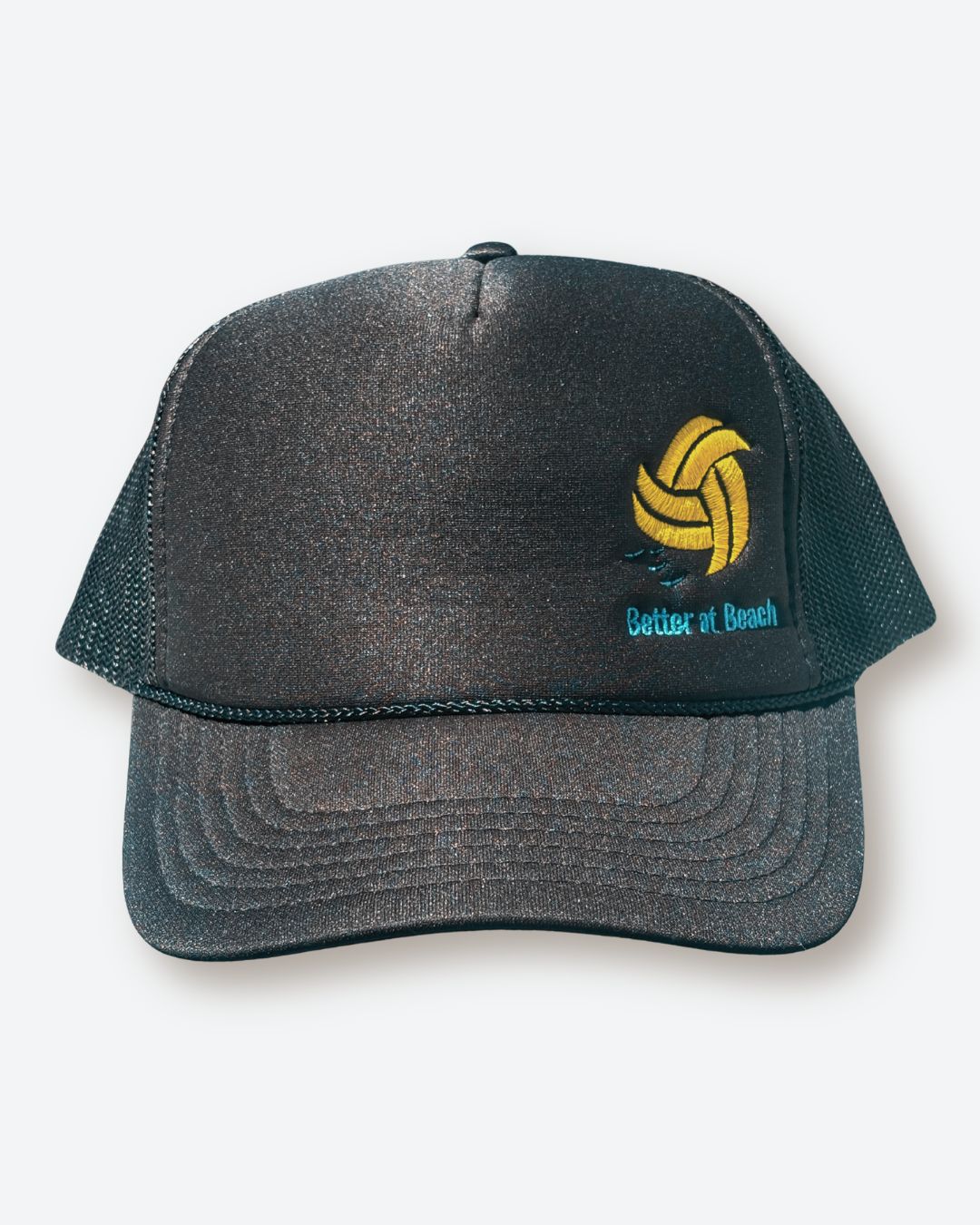 Better at Beach Embroidered Black Foam Front Hat
