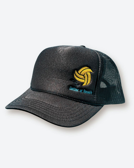 Better at Beach Embroidered Black Foam Front Hat