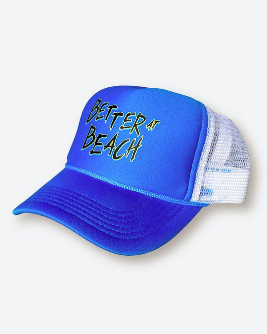 Better at Beach Blue Graffiti Trucker Hat