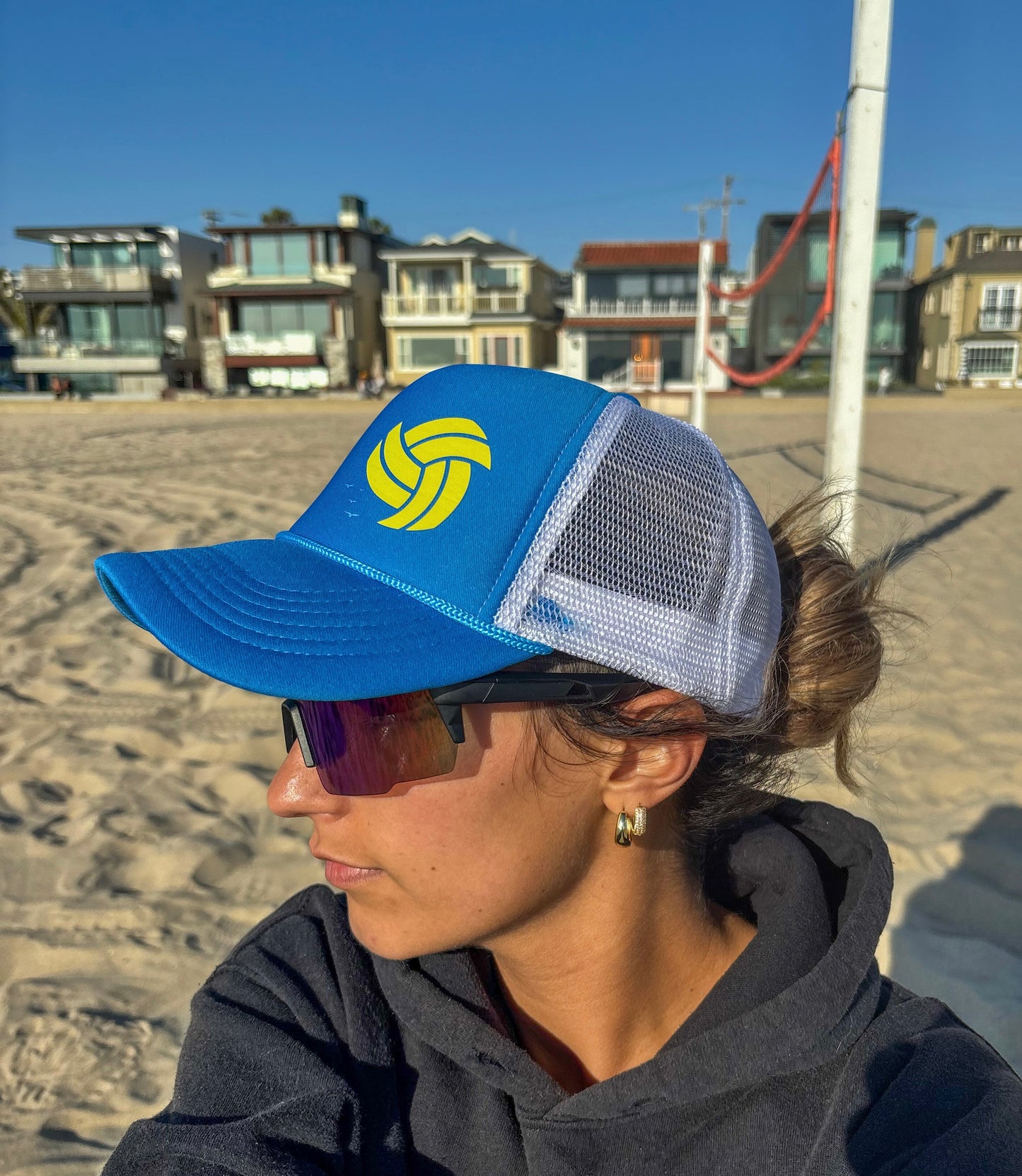 Better at Beach Blue Trucker Hat with Logo