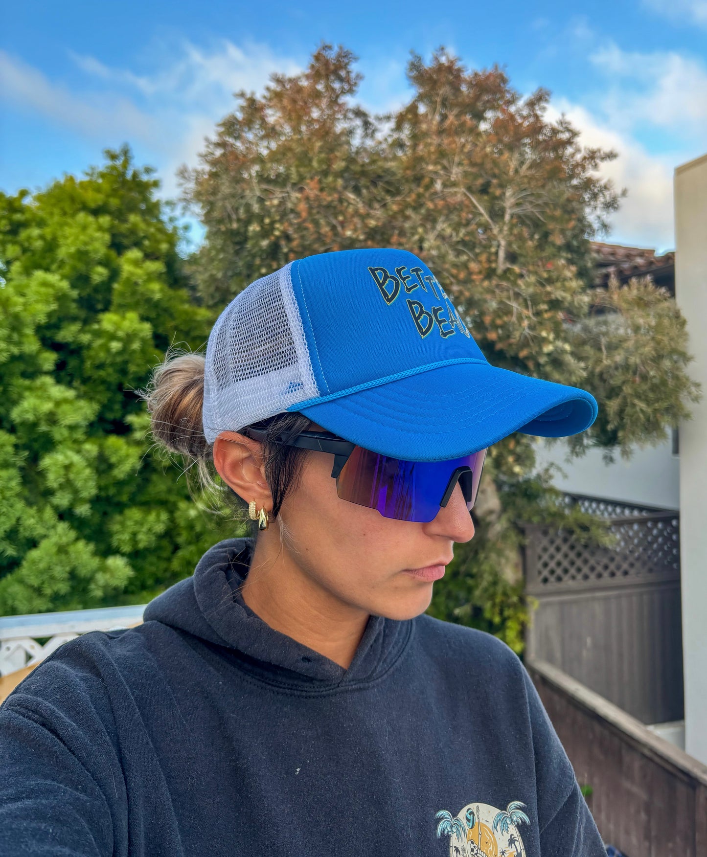 Better at Beach Blue Graffiti Trucker Hat