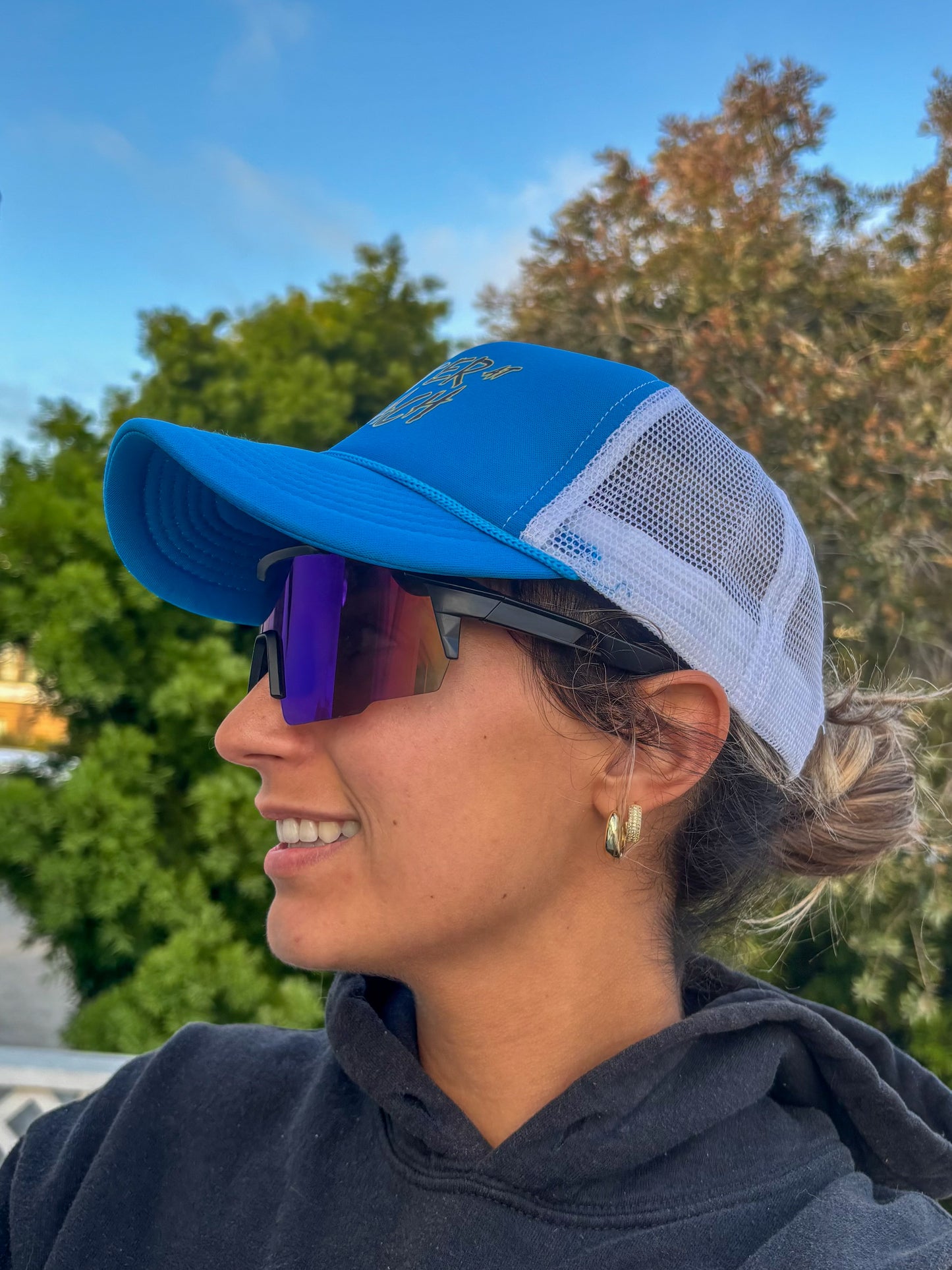 Better at Beach Blue Graffiti Trucker Hat