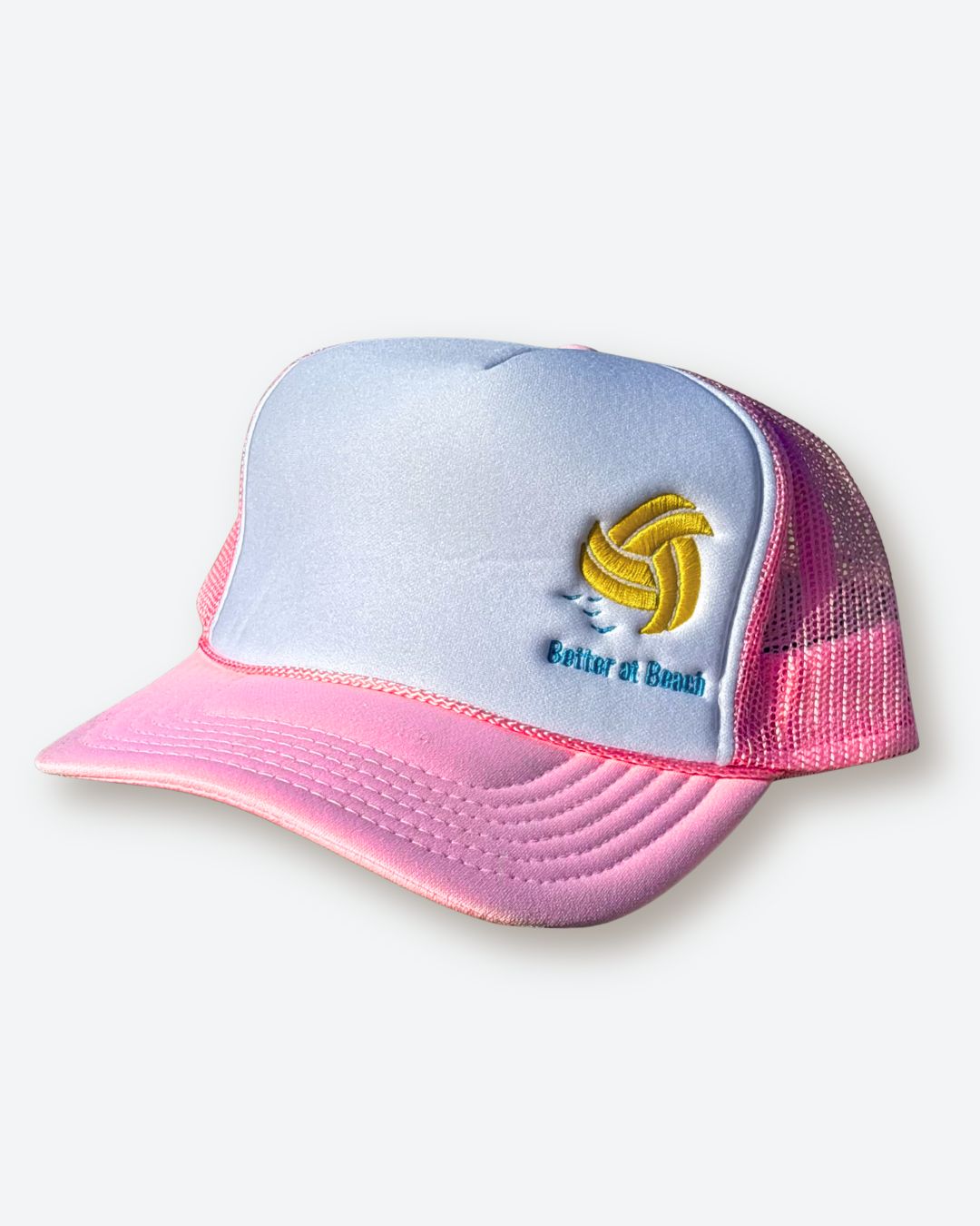 Better at Beach Embroidered Pink Foam Front Hat